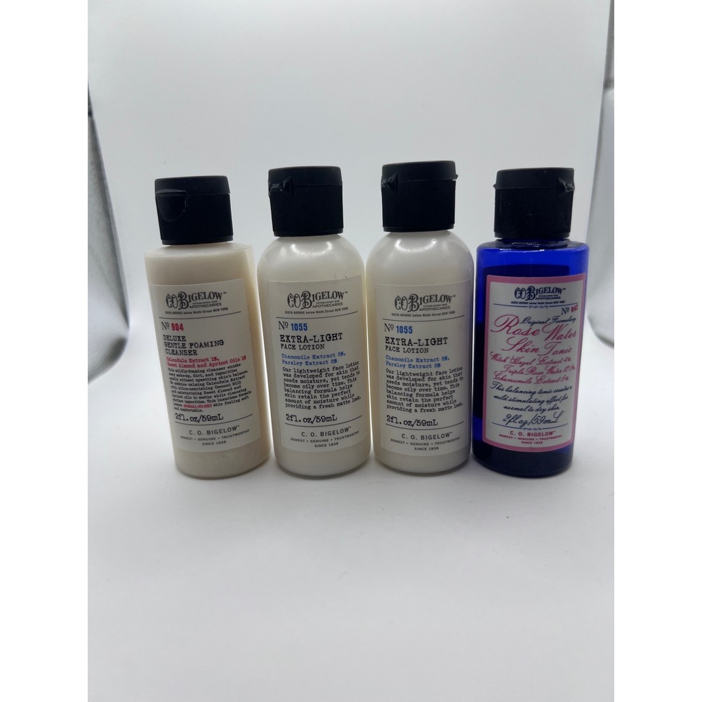 C.O Bigelow Travel Size Lot‎ Rose Water (2) Foaming Cleanser + (2) Face-Lotion